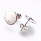 304 Stainless Steel Flat Round Earring Stud 10x1mm