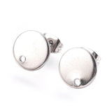 304 Stainless Steel Flat Round Earring Stud 10x1mm