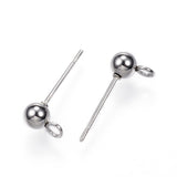 304 Stainless Steel Ball Earring Stud 15x7x4mm