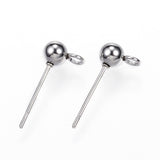 304 Stainless Steel Ball Earring Stud 15x7x4mm