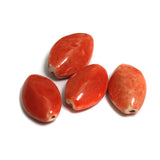 10 Pcs, 20x16mm Ceramic Oval Beads Red