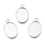 0.75 Inch 304 Stainless Steel Pendant Oval Cabochons Settings