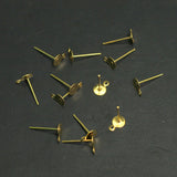 25 Pairs, 5mm Golden Earring Posts Flat Pad Blank Tray Stud