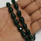 24+Pcs, 14x9mm Green Glass Faceted Crystal Drop Beads