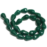 24+Pcs, 13x9mm Green Glass Faceted Crystal Drop Beads