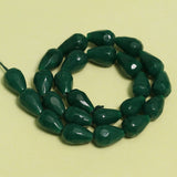 24+Pcs, 10x7mm Green Glass Faceted Crystal Drop Beads