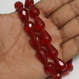24+Pcs, 17x11mm Red Glass Faceted Crystal Drop Beads