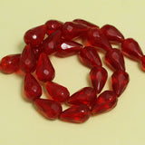 24+Pcs, 17x11mm Red Glass Faceted Crystal Drop Beads