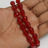 23+Pcs, 12x9mm Red Glass Faceted Crystal Drop Beads