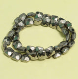 40+Pcs, 10mm Silver Glass Faceted Crystal Beads
