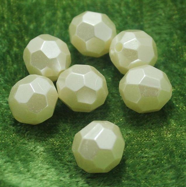 100 Gm Acrylic Pearl Football Beads Off White 14 mm
