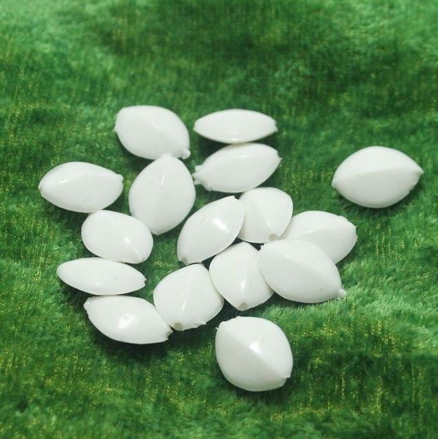 100 Gm Acrylic Beads White 17x13 mm
