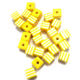 50 Acrylic Polymer Beads Cube Yellow 9 mm