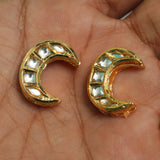 2 Pcs, 21x7mm  Kundan Chandbali Earrings Components & Connectors Golden