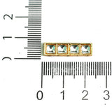 4 Pcs, 22x6mm 5 Hole Kundan Connectors Spacer Golden