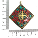 1 Pc Tibetan Pendant Multicolor 2.5 Inch
