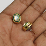 5 Pairs, 14x10mm Oval Kundan Earring Studs