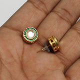 10 Pcs, 11mm Round Kundan Earring Studs