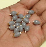 100 Pcs, 10x7mm Grey Drop Acrylic Loreal Beads