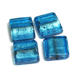 20mm Glass Silver Foil Square Beads