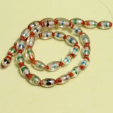 12x7mm Oval Fire Polish Multi Color Glass Beads