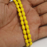 8x5mm Oval Yellow Plain Glass Beads