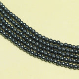 5 Strings Gun Metal Round Glass Beads 4mm