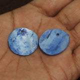 25 Pcs, 23mm Blue Single Hole Round Shell Beads