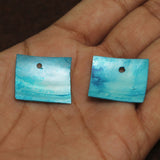 25 Pcs, 25x22mm Turquoise Single Hole Square Shell Beads