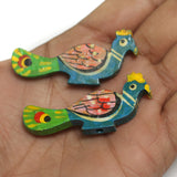 10 Pcs, Wooden Colored Peacock Beads