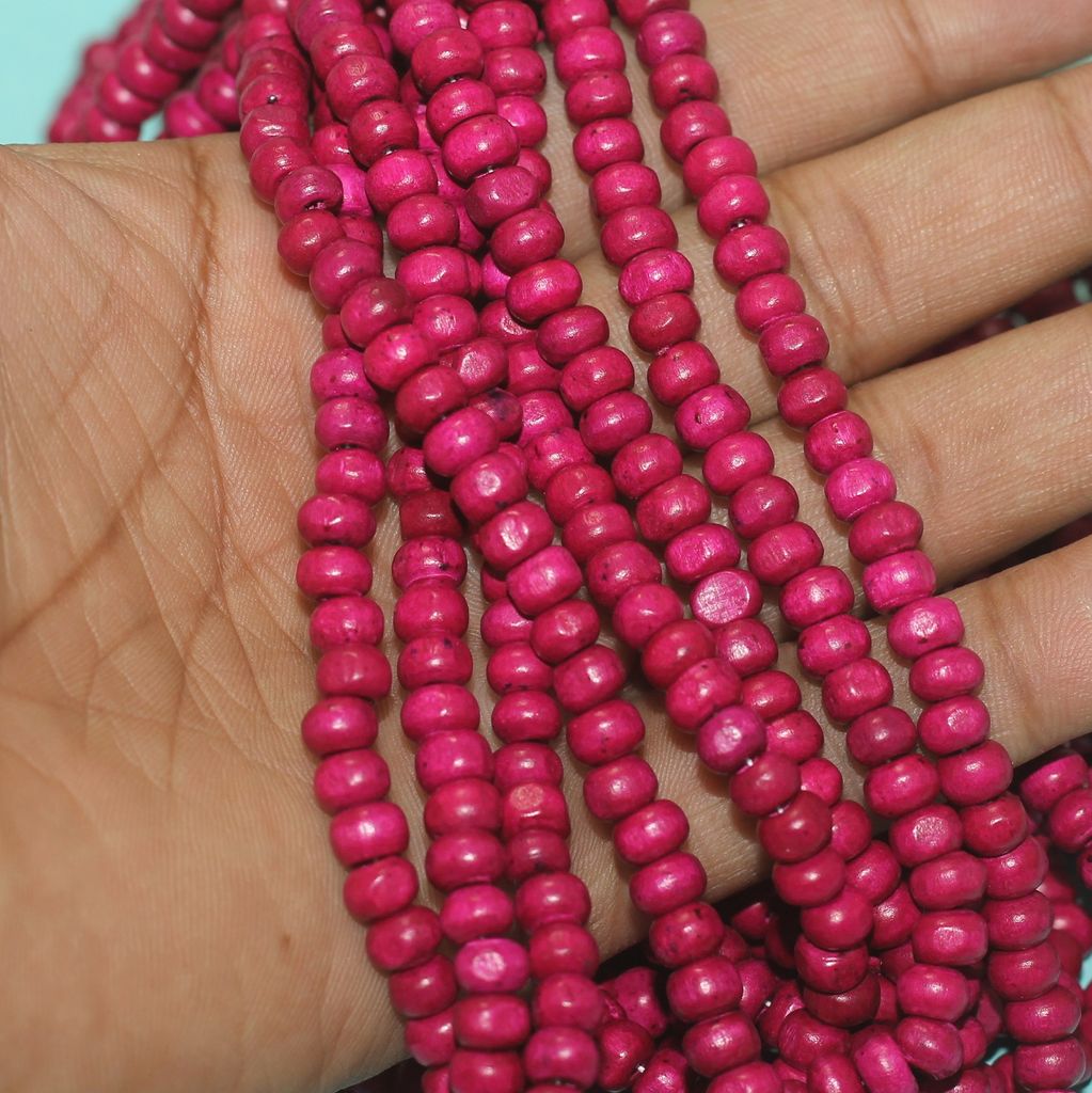 1400 Pcs,5x6mm Tyre Wooden Beads Pink