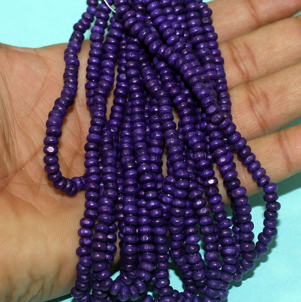 1400 Pcs,5x6mm Tyre Wooden Beads Purple