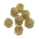 10 Pcs Wire Mesh Beads Golden 14x12mm